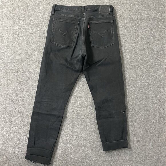 LEVI’S Button Fly Wedgie Fit Straight Leg Black Patch Jeans Womens Size 27 - Picture 12 of 13